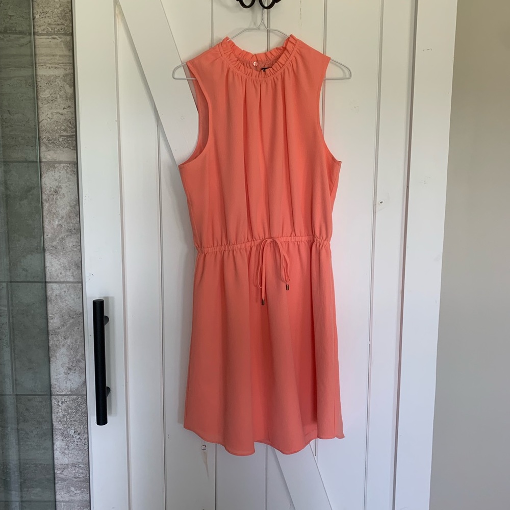 Coral high neck summer dress